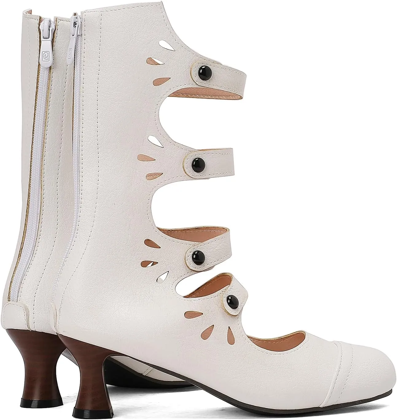 Womens Kitten Heel Mid Calf Boots Sandals Gladiator Vamp Buckle gothic Boots