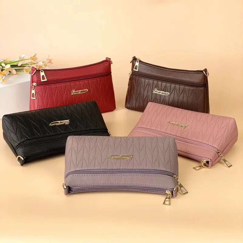 Women's Leather Mother Trendy Underarm Temple Fair Market Crossbody Bags