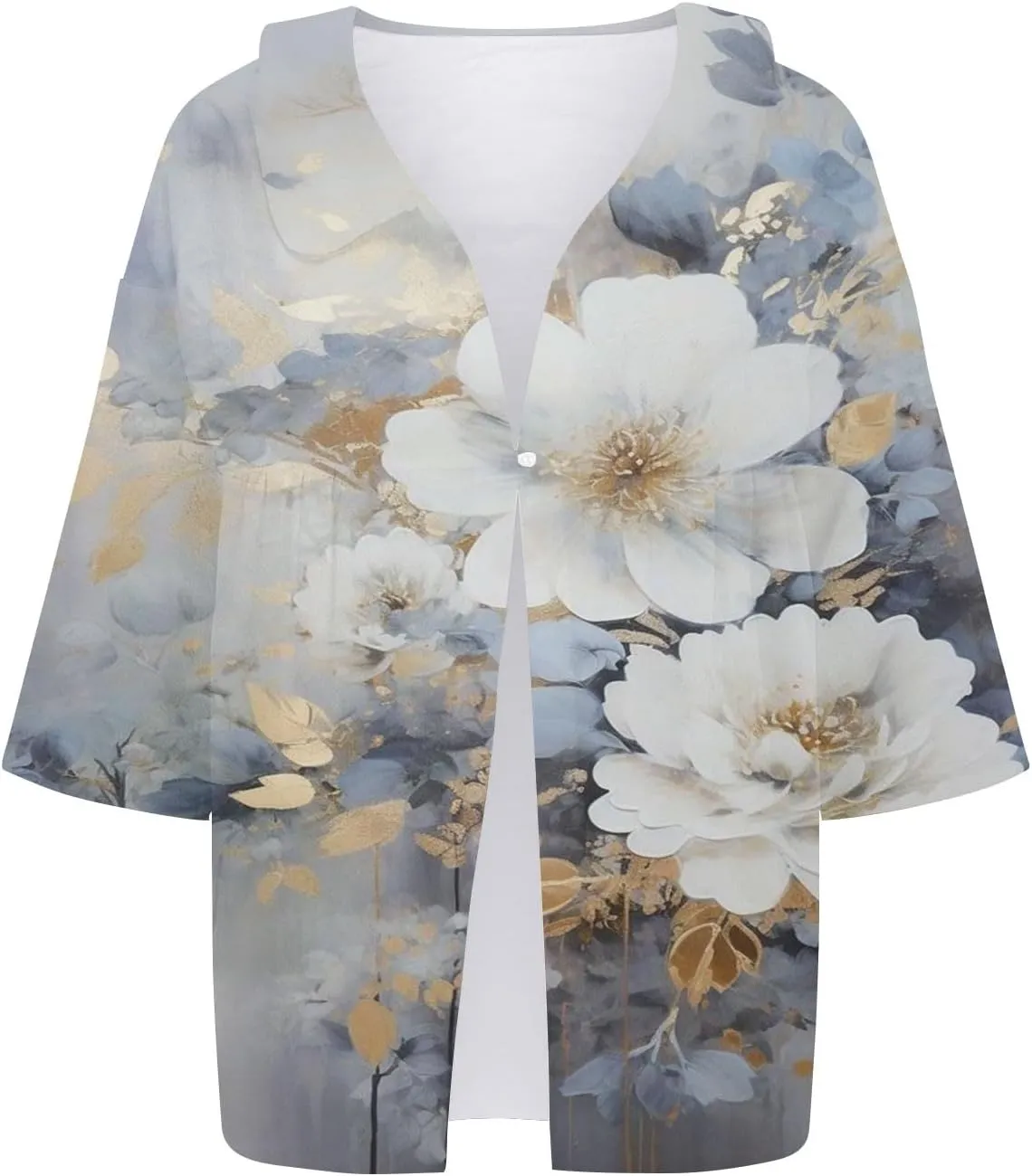 Women's Linen Blouse Women's Floral Butterfly Print Natural Autumn Fragrant Office Drop Shoulder Blouse Long Sleeve