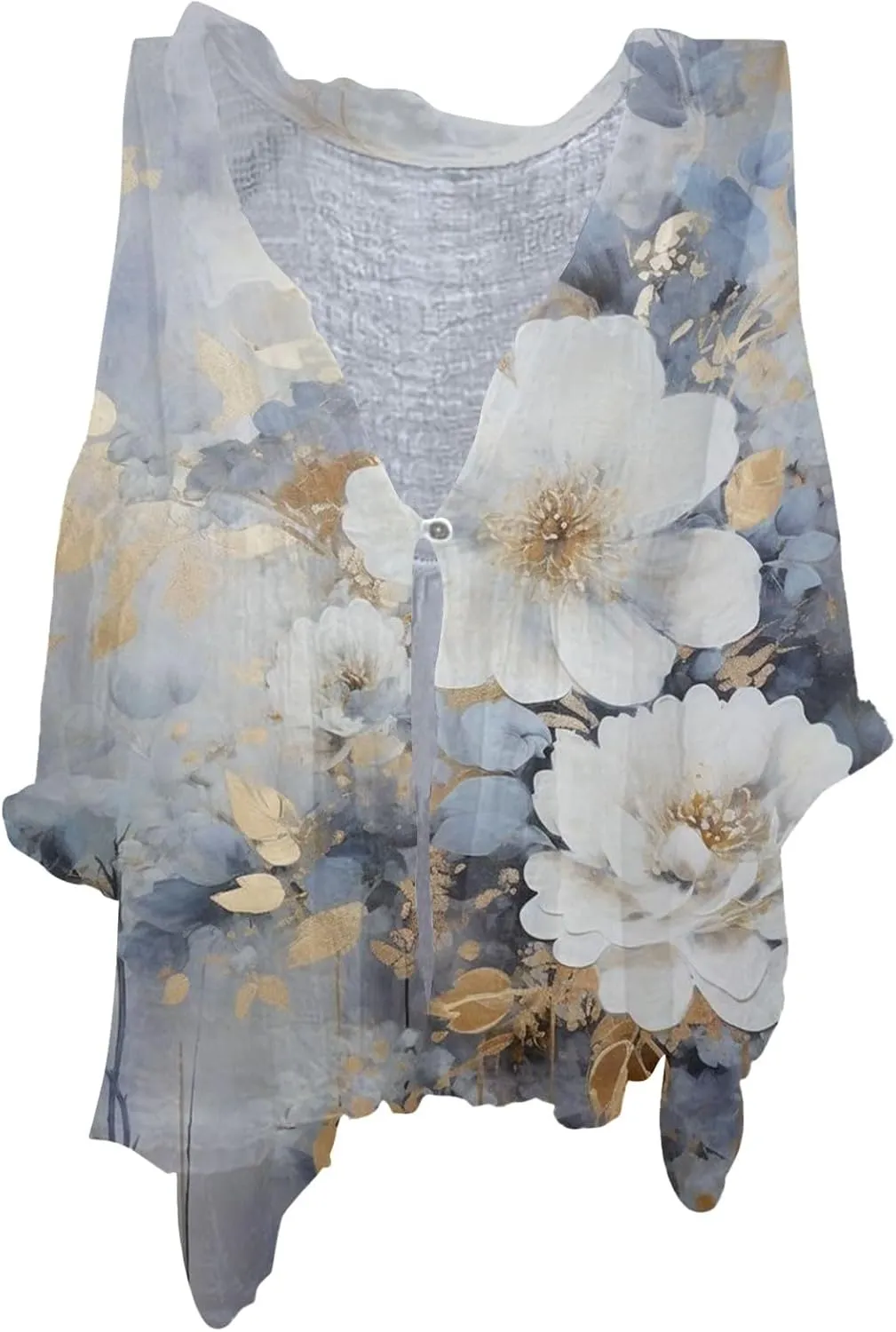 Women's Linen Blouse Women's Floral Butterfly Print Natural Autumn Fragrant Office Drop Shoulder Blouse Long Sleeve