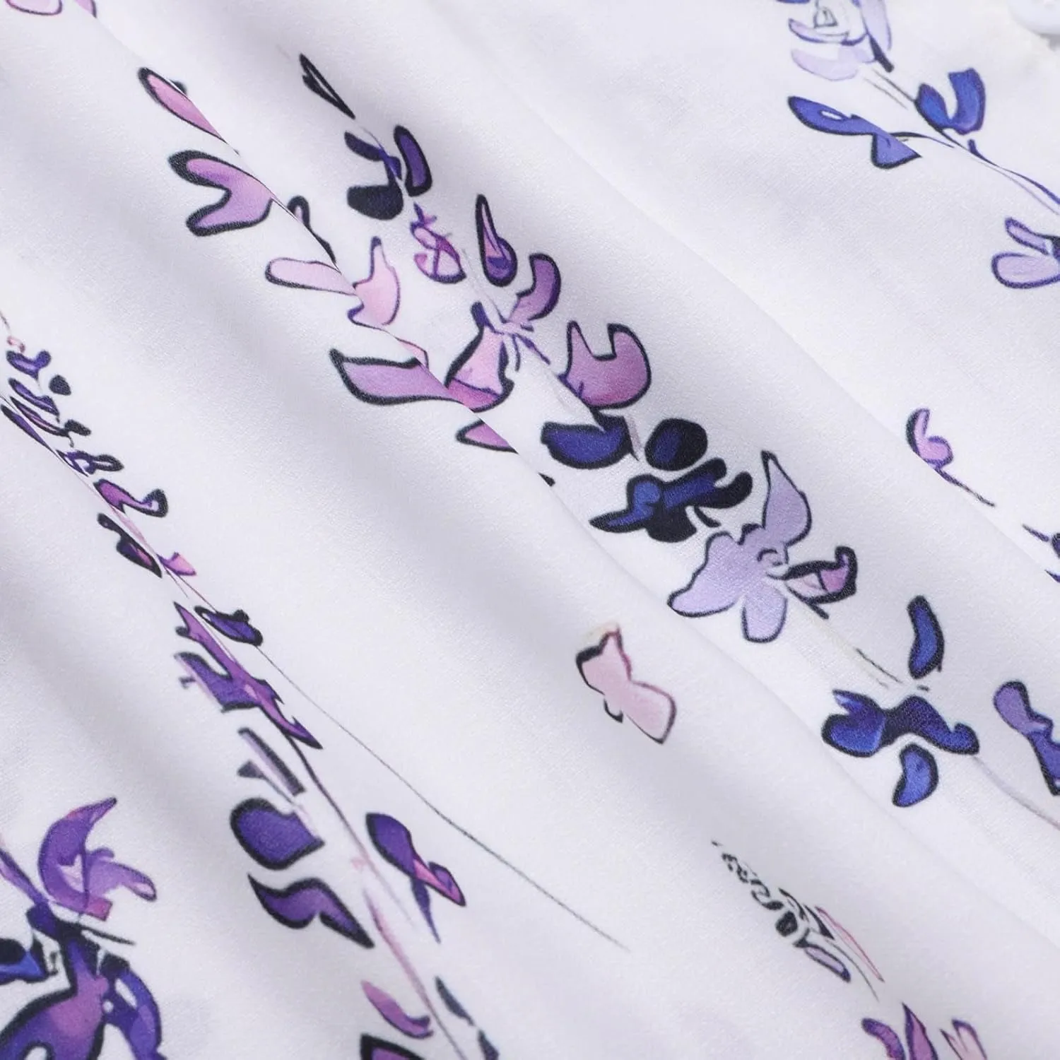 Womens Linen Button Down Shirts Women's Floral Butterfly Print Natural Autumn Shirts Loose Work Tops with Pockets