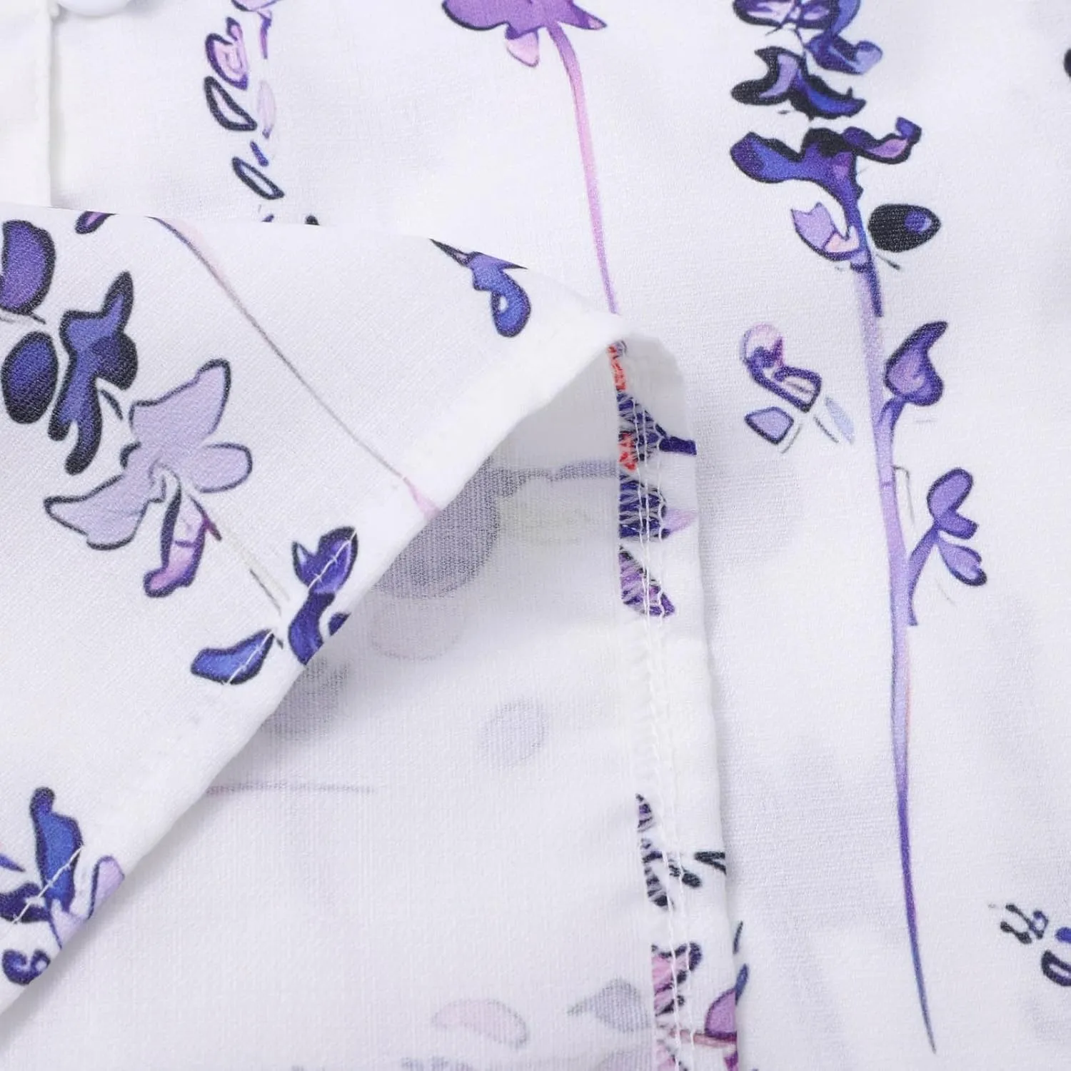 Womens Linen Button Down Shirts Women's Floral Butterfly Print Natural Autumn Shirts Loose Work Tops with Pockets