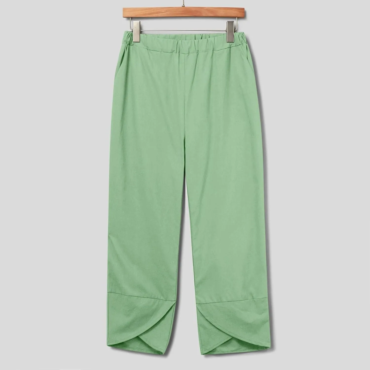 Womens Linen Sets 2 Piece Oversized 3/4 Length Sleeve Comfy Shirts Summer V Neck Loose Wide Leg Pants with Pockets