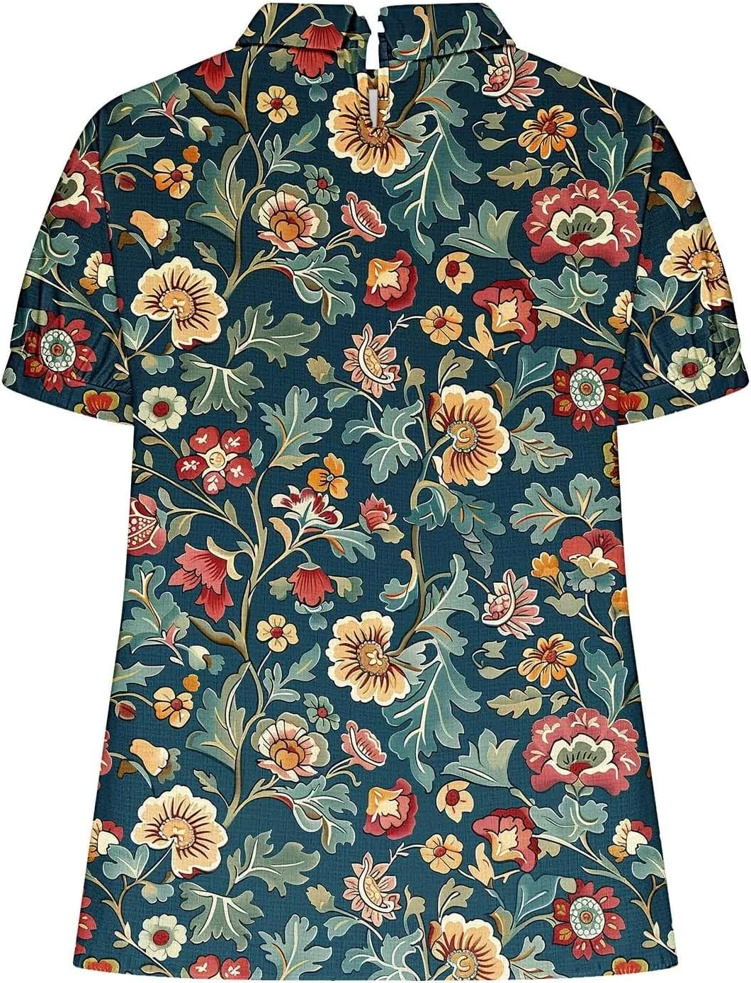 Womens Linen Summer Shirts Short Sleeve Cute Flower Graphic Print Tops Vintage Lightweight Loose Clothing