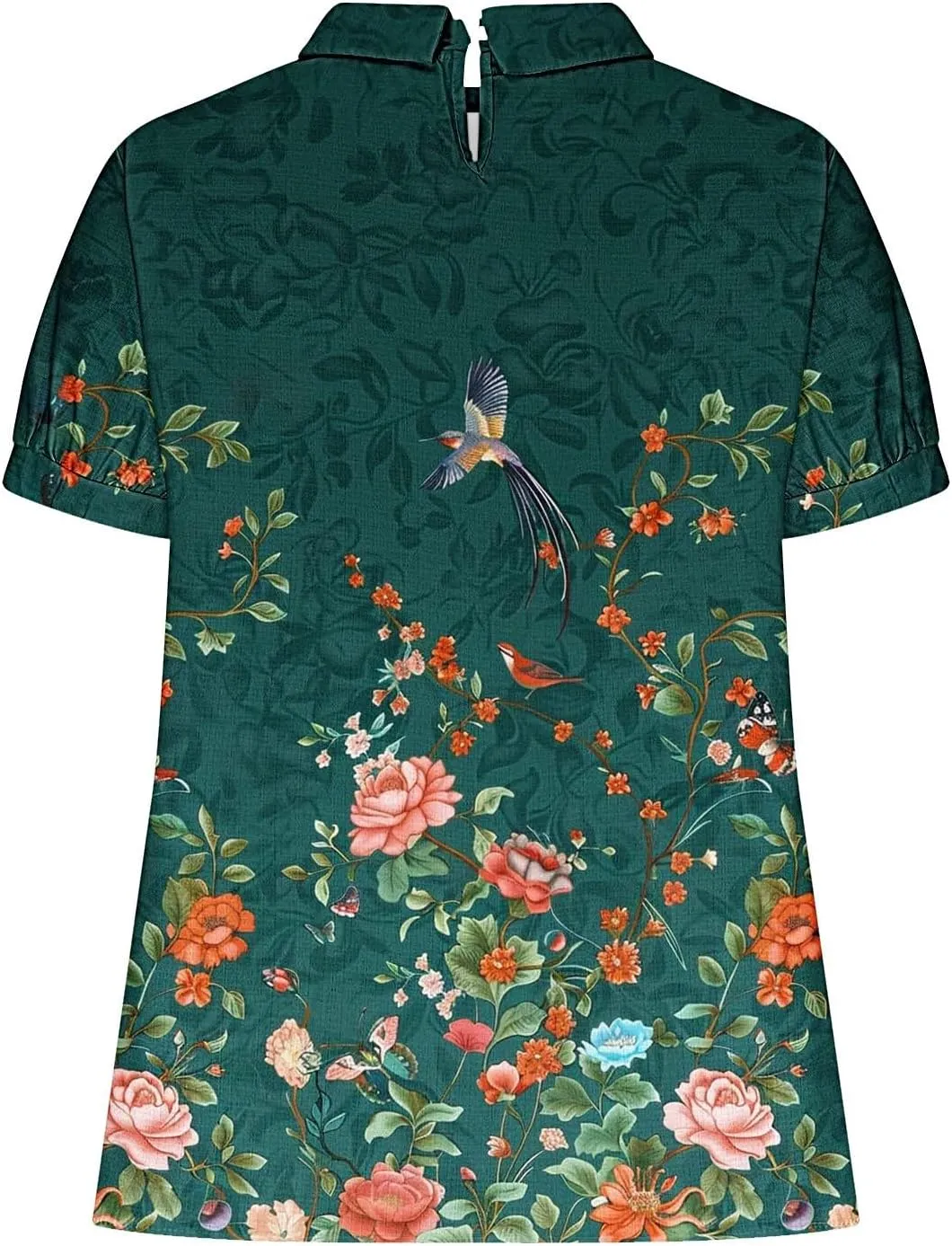Womens Linen Summer Shirts Short Sleeve Cute Flower Graphic Print Tops Vintage Lightweight Loose Clothing