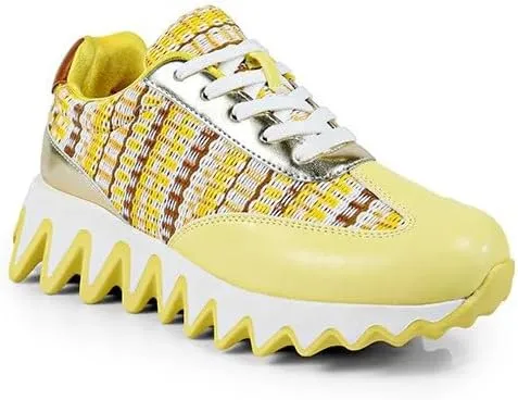 Women's Low Top Grooved Sneaker Sole with Contrast Accent, Casual Lace up Shoe Alessia-2