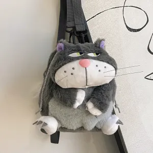 Women's Lucifer Cartoon Cat Drawstring Big Fat Crossbody Bags