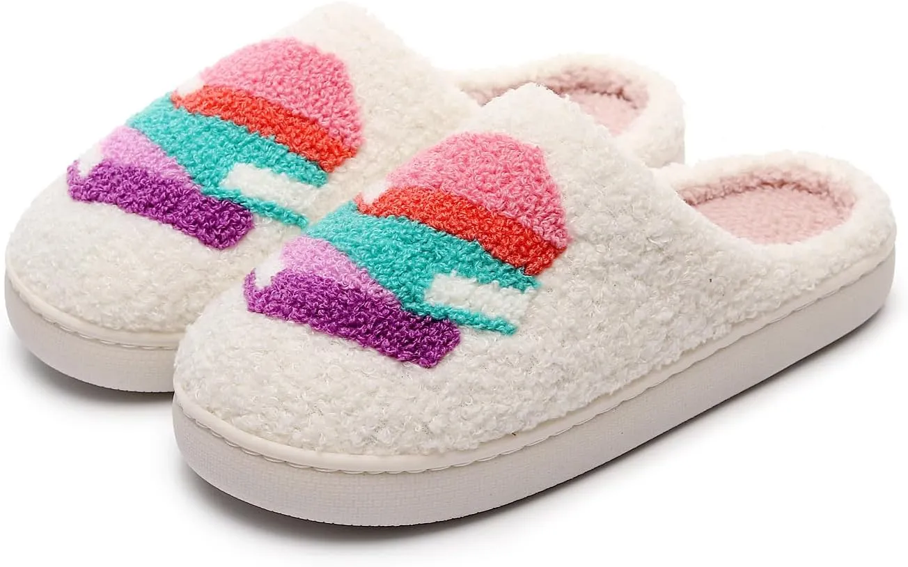 Womens Mens Cute Flowers Slippers Retro Memory Foam Cartoon Comfort Slippers Fuzzy Warm Plush Couple House Shoes