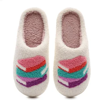 Womens Mens Cute Flowers Slippers Retro Memory Foam Cartoon Comfort Slippers Fuzzy Warm Plush Couple House Shoes