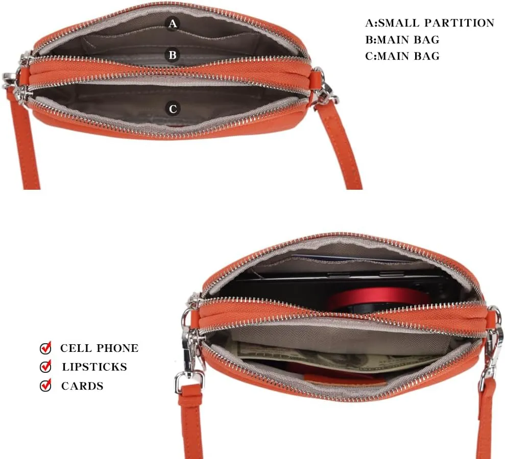 Women's multifunctional leather shoulder crossbody bag, cowhide small square bag, adjustable shoulder strap