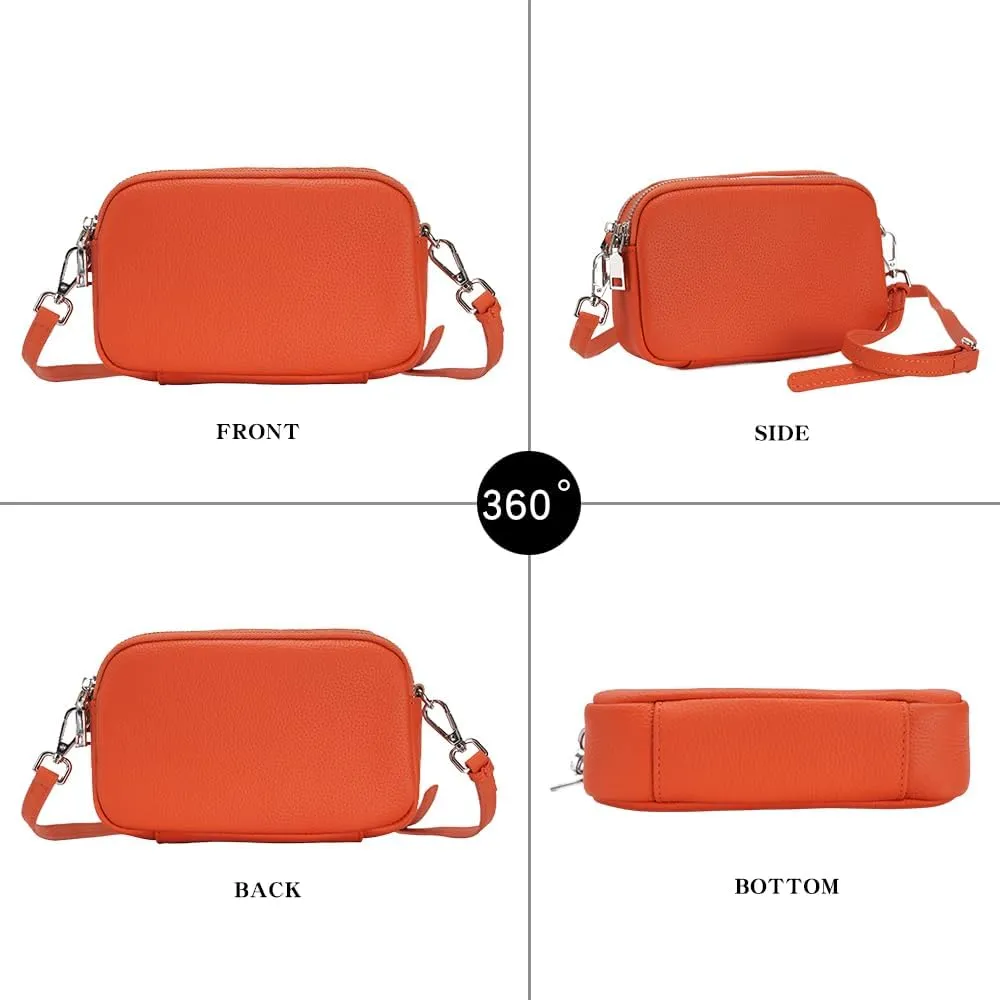 Women's multifunctional leather shoulder crossbody bag, cowhide small square bag, adjustable shoulder strap