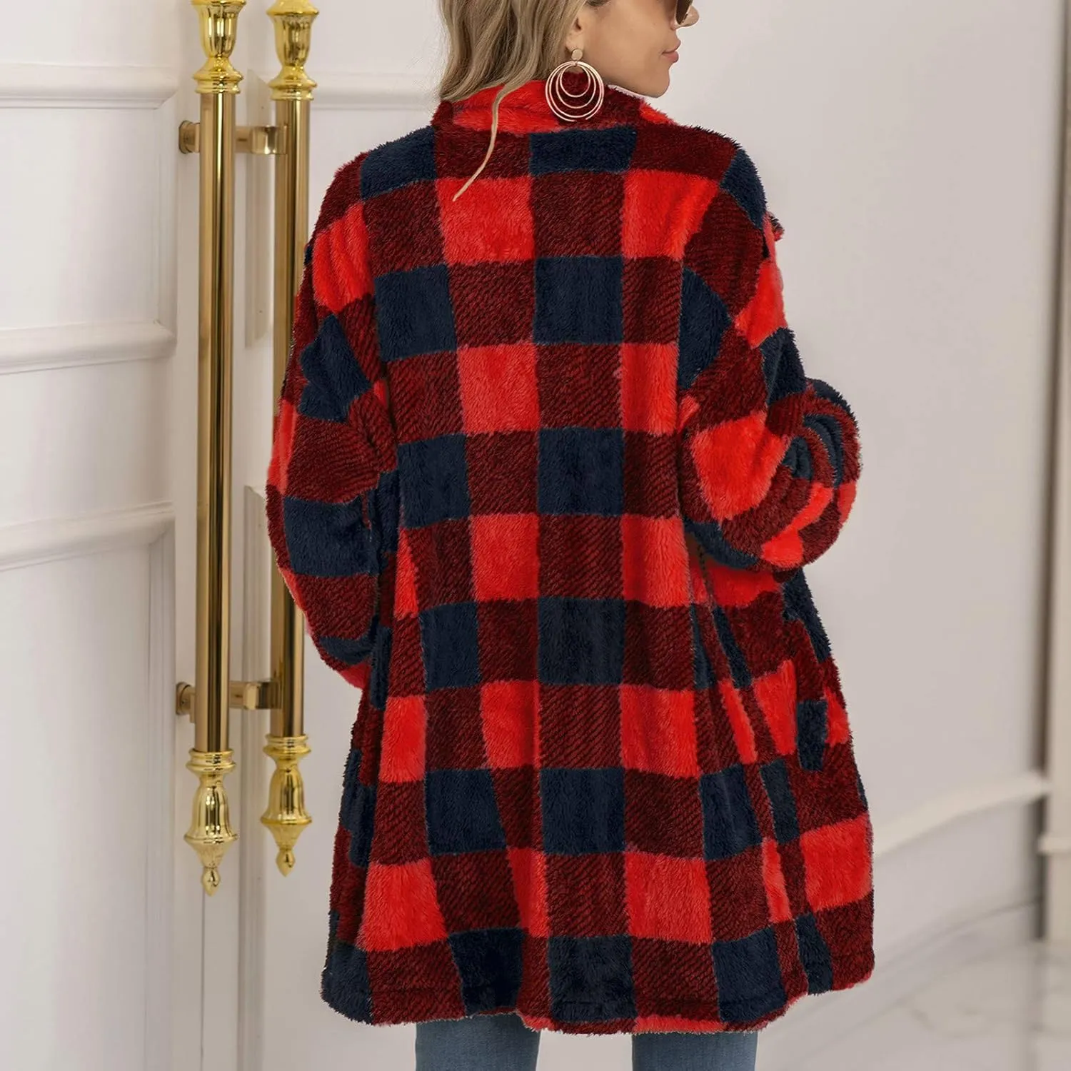 Womens Oversized Button Down Plaid Shirts Casual Blouse Tops 2024 Fall Clothes Shacket Jacket Long Sleeve Shirts
