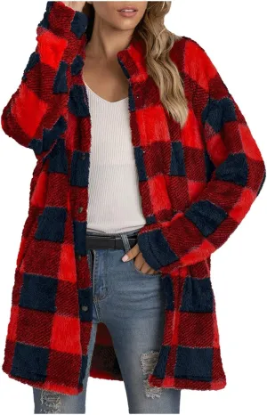 Womens Oversized Button Down Plaid Shirts Casual Blouse Tops 2024 Fall Clothes Shacket Jacket Long Sleeve Shirts