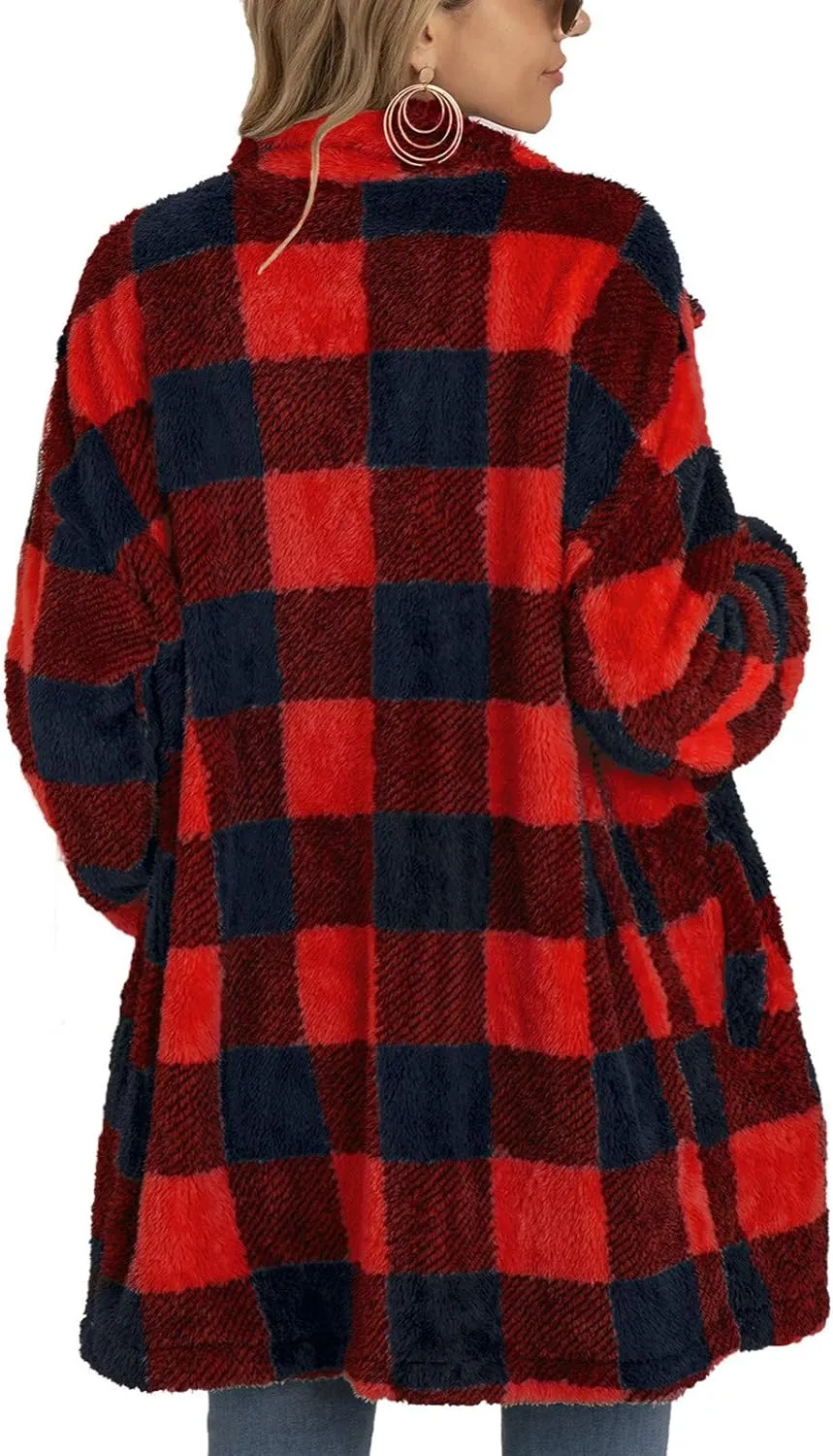Womens Oversized Button Down Plaid Shirts Casual Blouse Tops 2024 Fall Clothes Shacket Jacket Long Sleeve Shirts