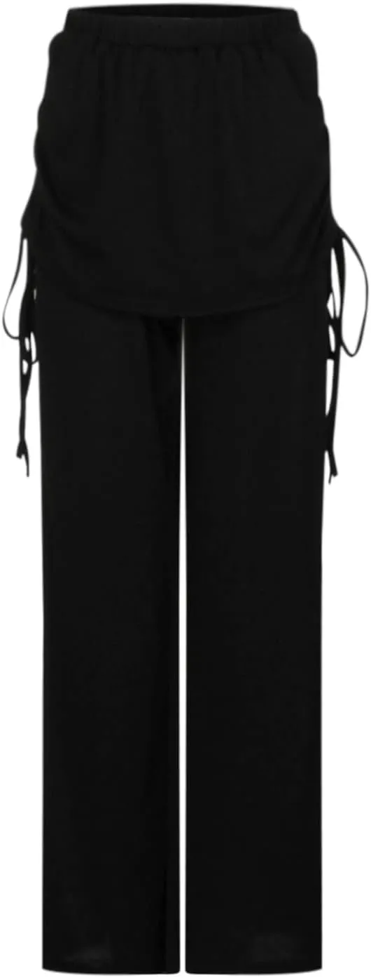 Women's Pleated Wide Leg Palazzo Pants High Waisted Flare Yoga Leggings Summer Casual Trendy Trousers