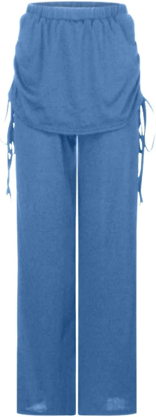 Women's Pleated Wide Leg Palazzo Pants High Waisted Flare Yoga Leggings Summer Casual Trendy Trousers