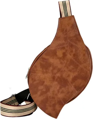 Women's Small Cute leaf Shaped Vegan Leather Crossbody Purse Bag with Strap & Zipper