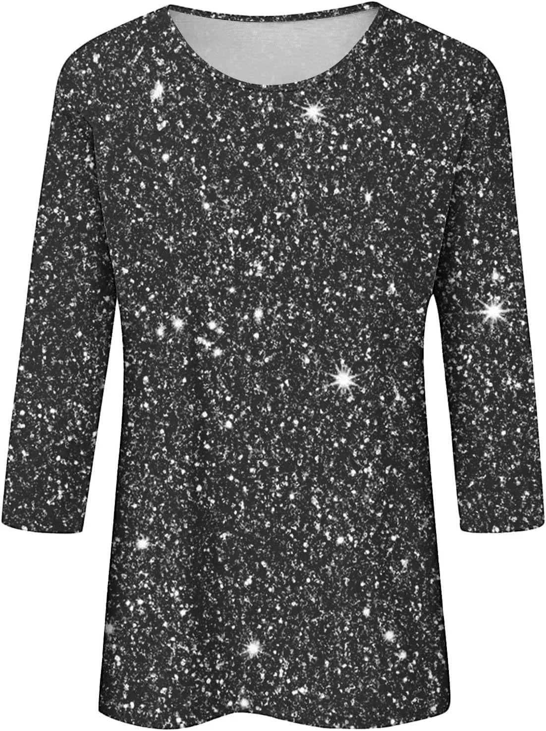 Womens Sparkle T Shirts Casual Glitter Dressy Flowy Tops Comfy Round Neck Long Sleeve Blouse Trendy 2024 Fall Clothes