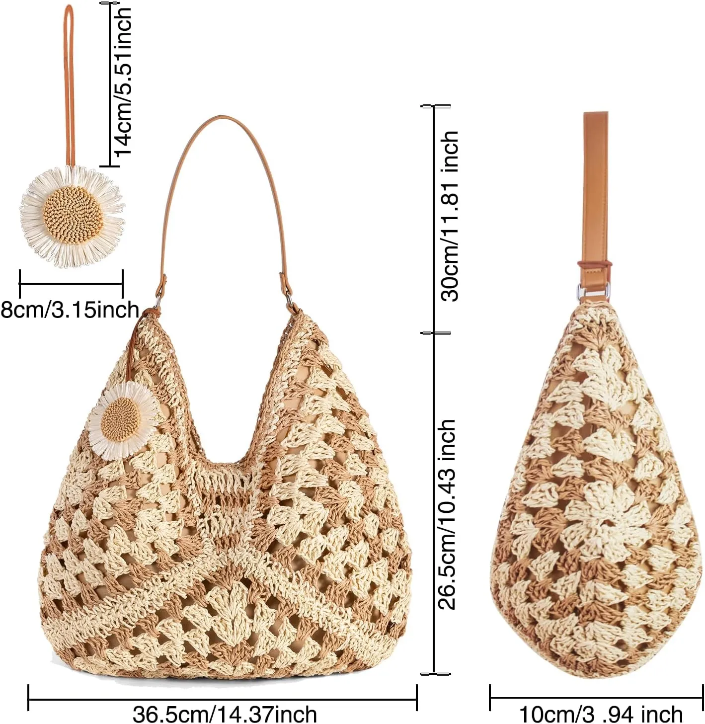 Women's Straw Beach Bag: Vintage Hobo Shoulder Tote - 2025 Woven Handmade Summer Bag for Travel & Vacation