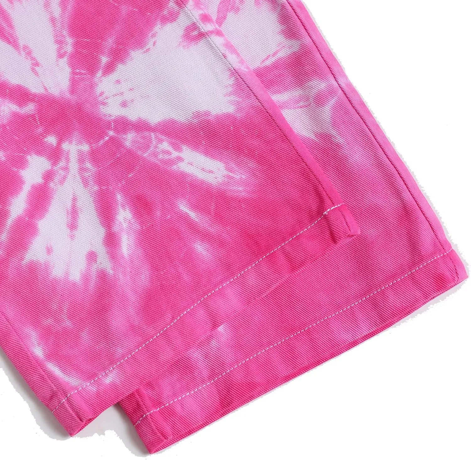 Women's Tie Dye High Waist Straight Denim Wide Leg Pants Casual Long Denim Pant