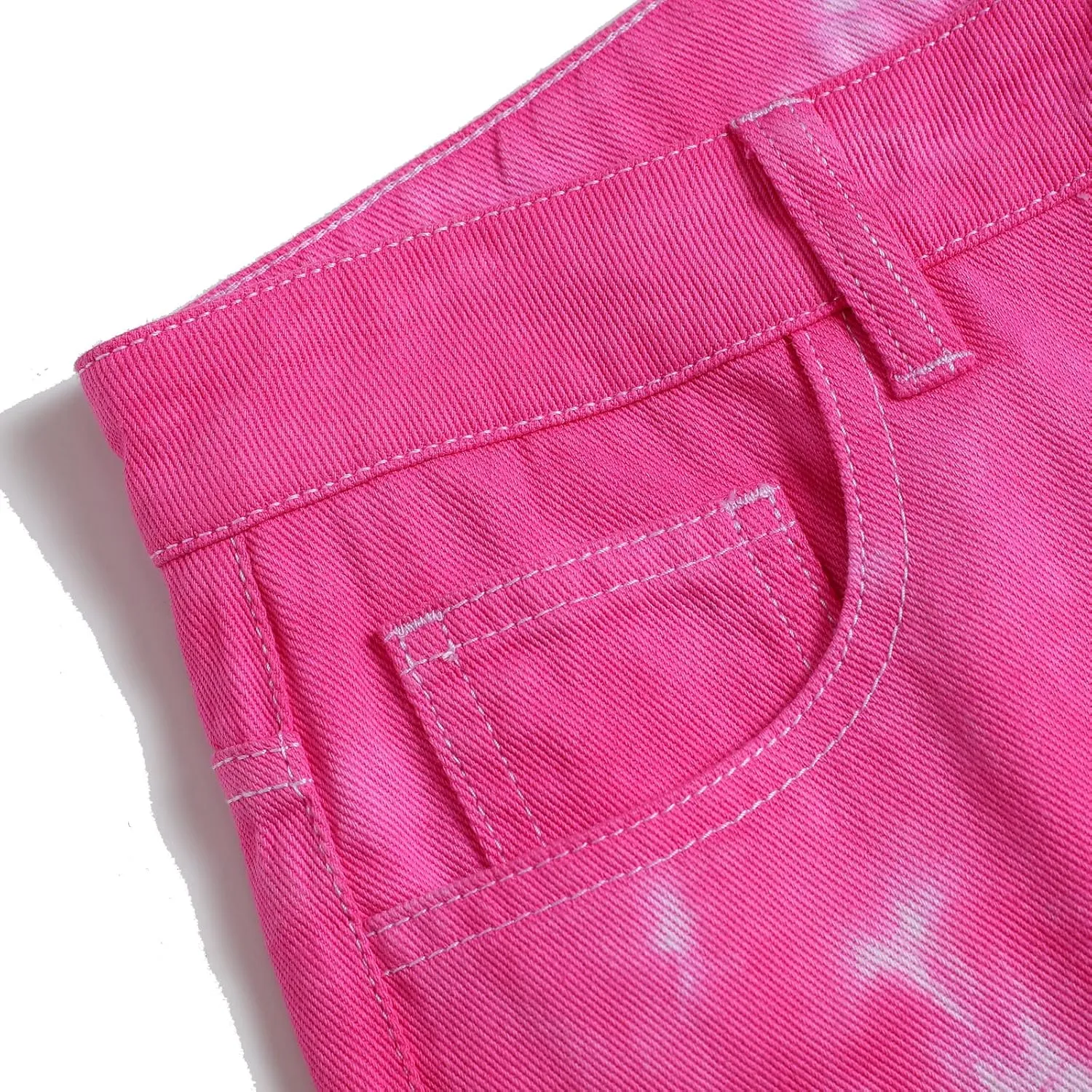 Women's Tie Dye High Waist Straight Denim Wide Leg Pants Casual Long Denim Pant