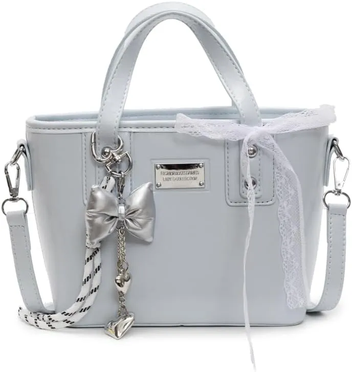 Women's Y2k Purse Cute Bow Purse Small Tote Bag Faux Leather Shoulder Bag Trendy Crossbody Bags Red Handbag Purse