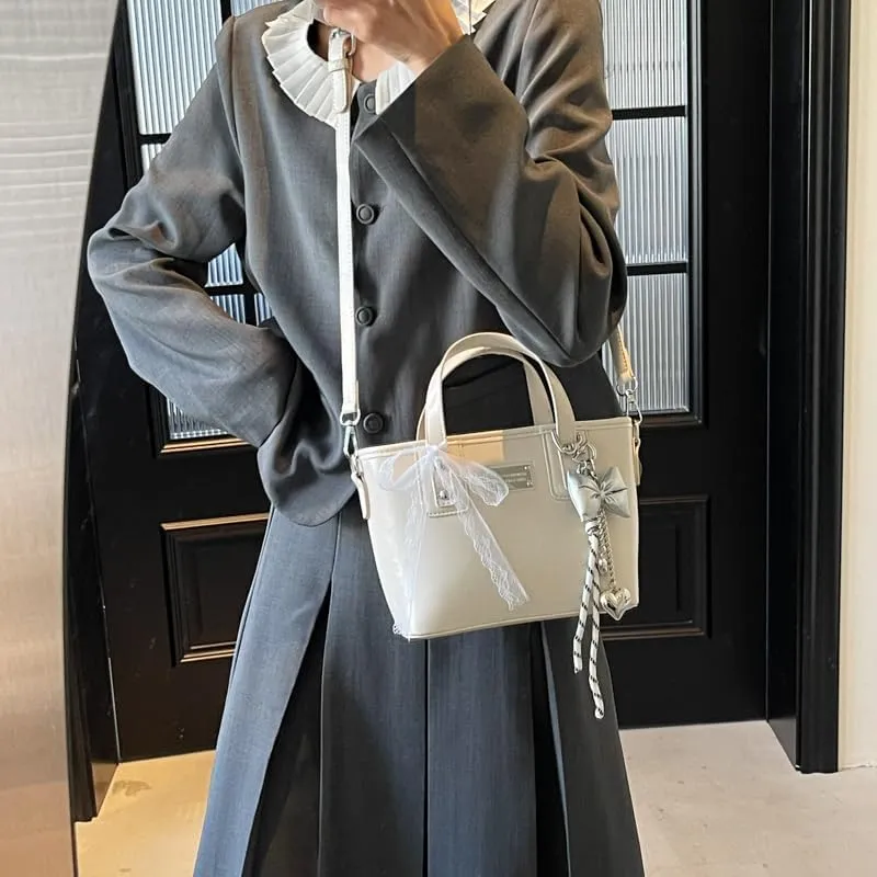 Women's Y2k Purse Cute Bow Purse Small Tote Bag Faux Leather Shoulder Bag Trendy Crossbody Bags Red Handbag Purse
