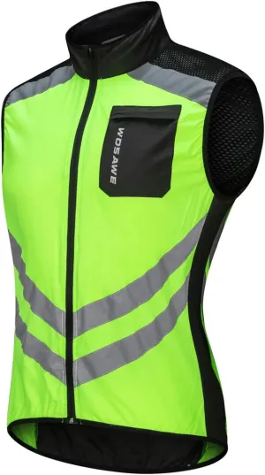 WOSAWE Highly Reflective Cycling Vest Motorcycle Off-road Sleeveless Wind Jacket