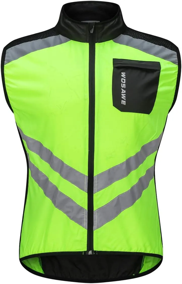 WOSAWE Highly Reflective Cycling Vest Motorcycle Off-road Sleeveless Wind Jacket