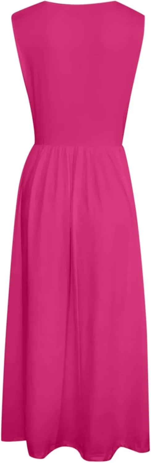 WYTong Women's Summer Tank Midi Dress 2025 Sleeveless Tank Midi Dresses with Pockets Casual A Line Flowy Dress
