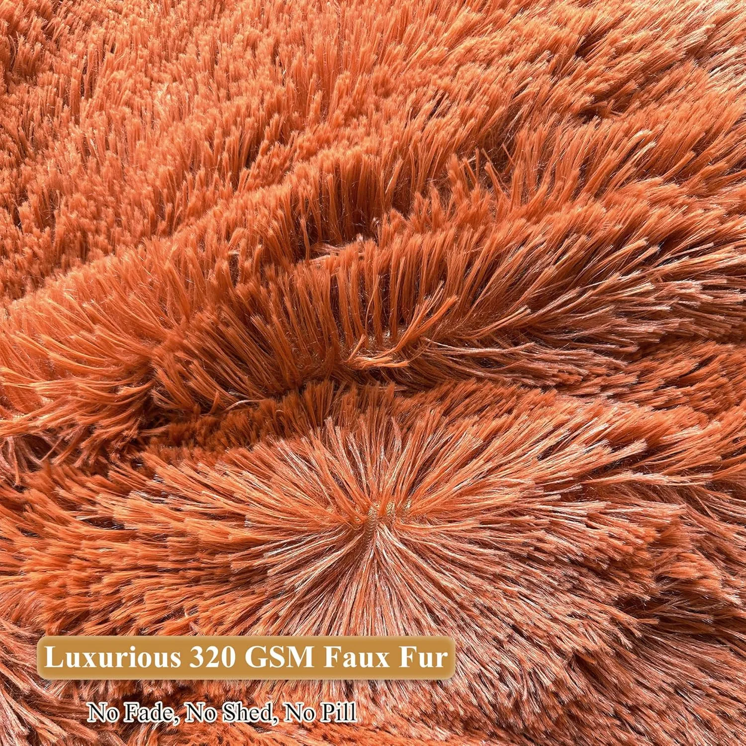 XeGe Fluffy Bean Bag Chair Cover(No Filler), Faux Fur Washable Soft Stuffed Animal Storage Bean Bag Cover for Plush Toys or Textile, Plush Shaggy Large BeanBag for Adults Kids Teens, Burnt Orange