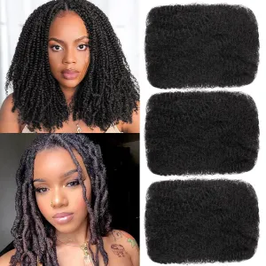 Xtrend 16 Inch 3 Bundles 90 Gram Natural Black Afro Kinkys Bulk Human Hair For Dreadlocks Extensions Repair Locs Mini Braiding Twists Afro Kinky Human Hair For Micro Spring Twist Braiding Kinky Hair