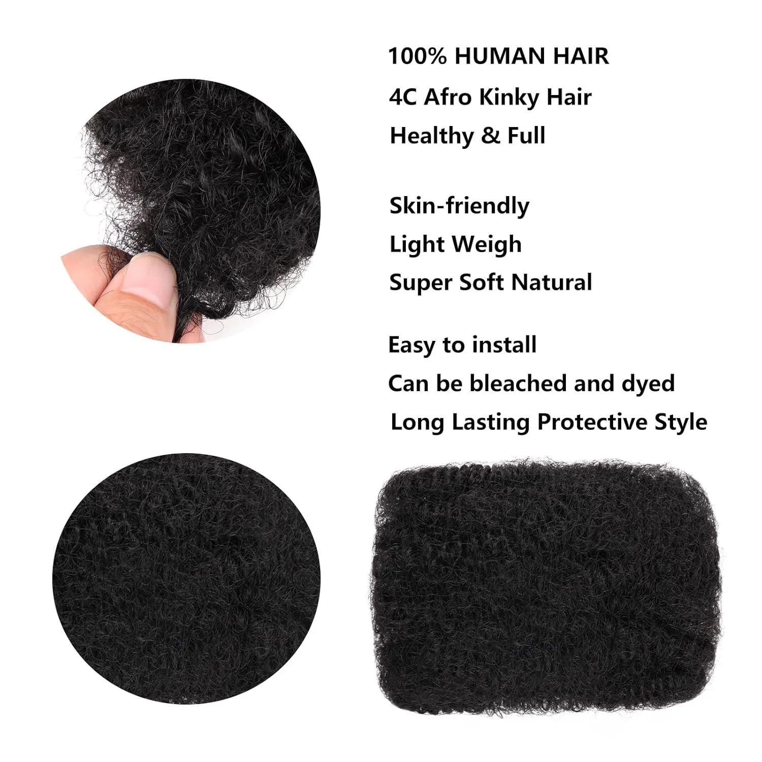 Xtrend 16 Inch 3 Bundles 90 Gram Natural Black Afro Kinkys Bulk Human Hair For Dreadlocks Extensions Repair Locs Mini Braiding Twists Afro Kinky Human Hair For Micro Spring Twist Braiding Kinky Hair