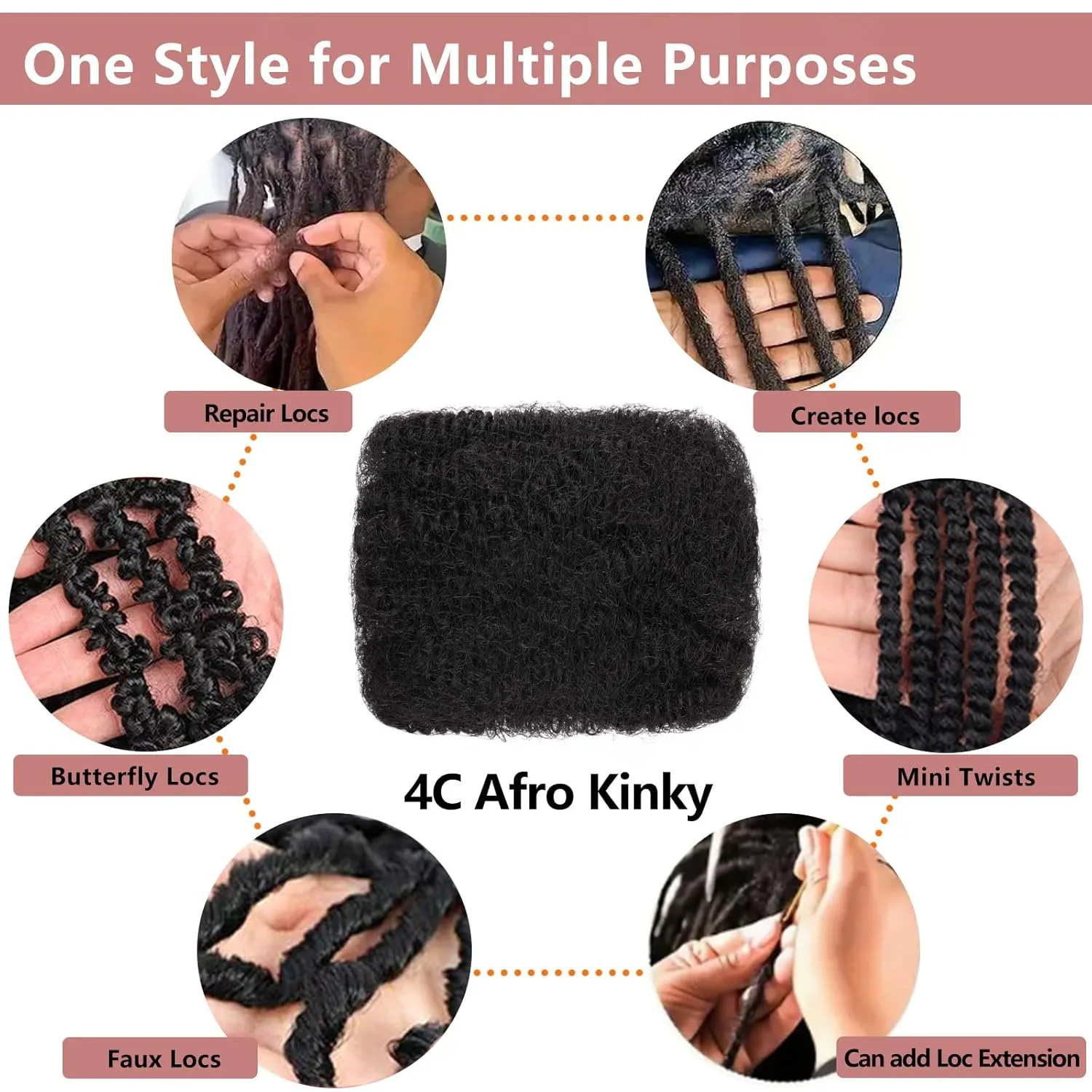 Xtrend 16 Inch 3 Bundles 90 Gram Natural Black Afro Kinkys Bulk Human Hair For Dreadlocks Extensions Repair Locs Mini Braiding Twists Afro Kinky Human Hair For Micro Spring Twist Braiding Kinky Hair