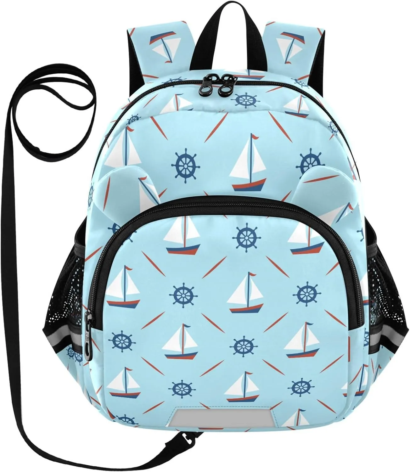 Yacht Sailboat Wave Preschool Backpack Travel Daycare Bookbag School Backpack with Traction Rope for Kids 3-6