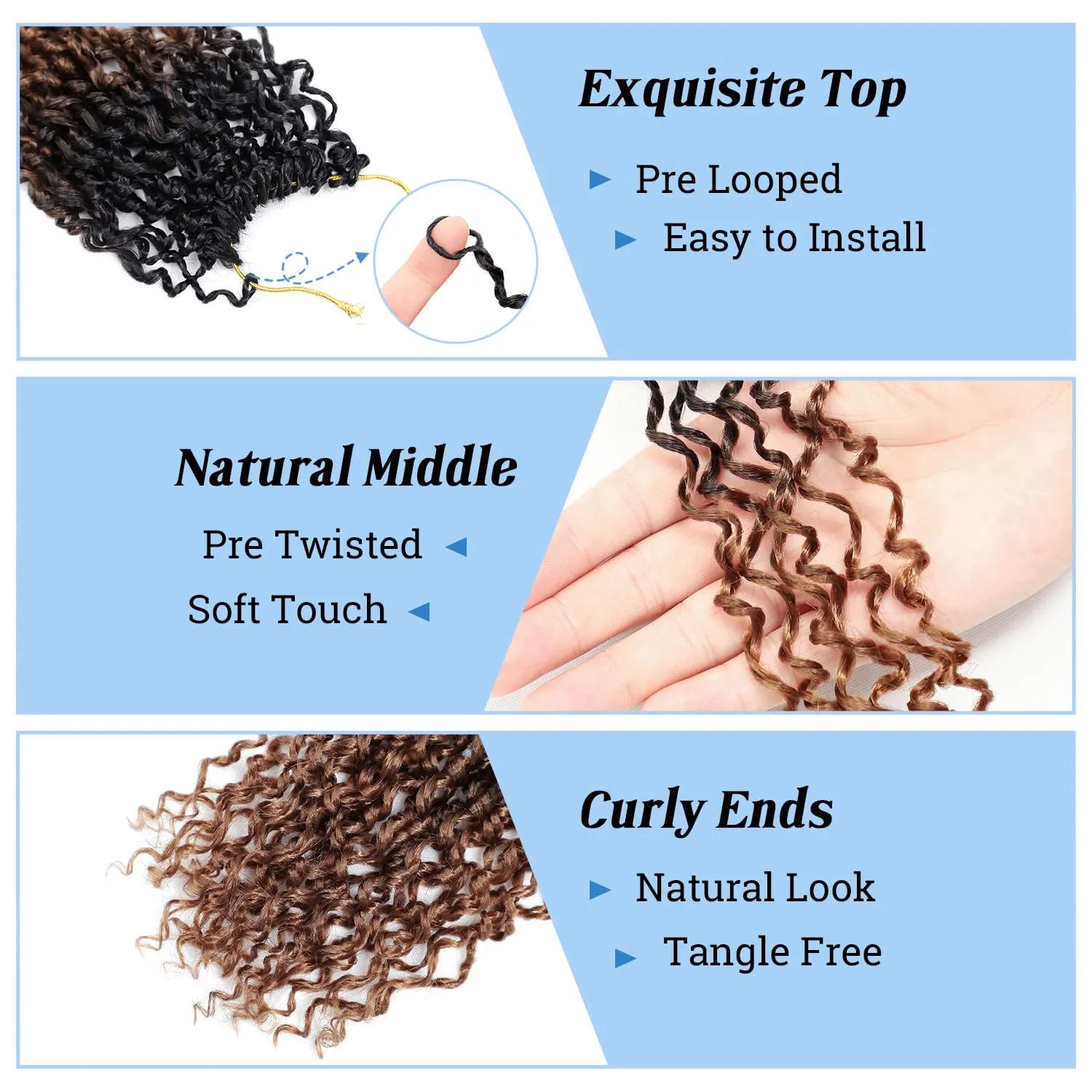Yanky Twist Crochet Hair 8 Inch Pre Twisted Spring Mini Twist 7 Packs Passion Twist Styles Curly Ends Hair Extensions for Women, OT30