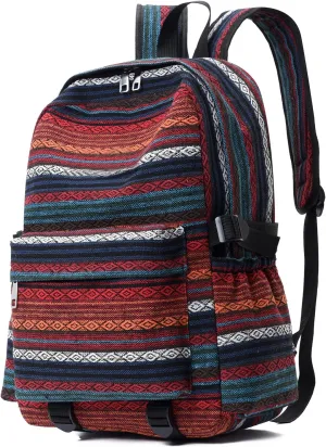Yaopeing Casual Backpack for Women,Vintage Unique Style Fashion Backpacks Purse, Boho Ethnic Handbag Shoulder Bag,Red