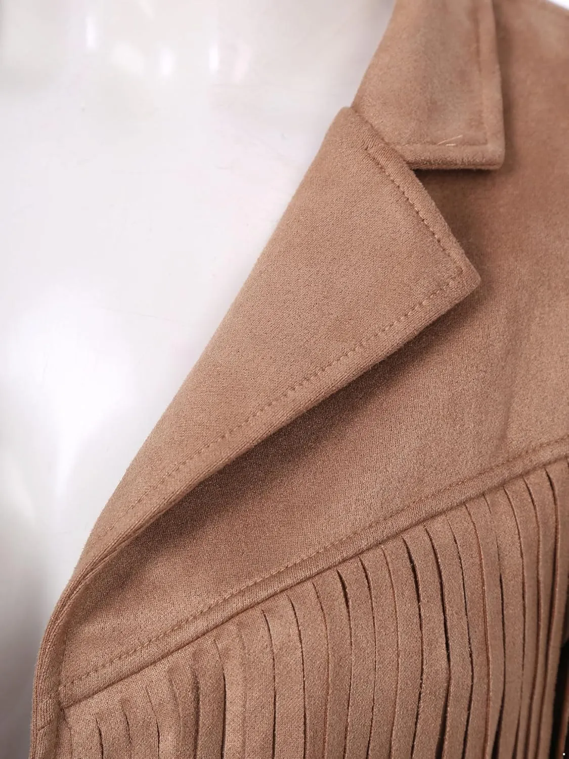 YiZYiF Women's Fringe Faux Suede Leather Jackets Fashion Cowgirl Tassel Motorcycle Cropped Coats