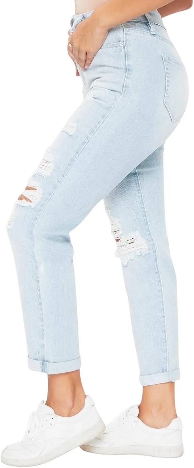 YMI Women's Junior Hybrid Dream High-Rise Mom Fit Ankle Jean