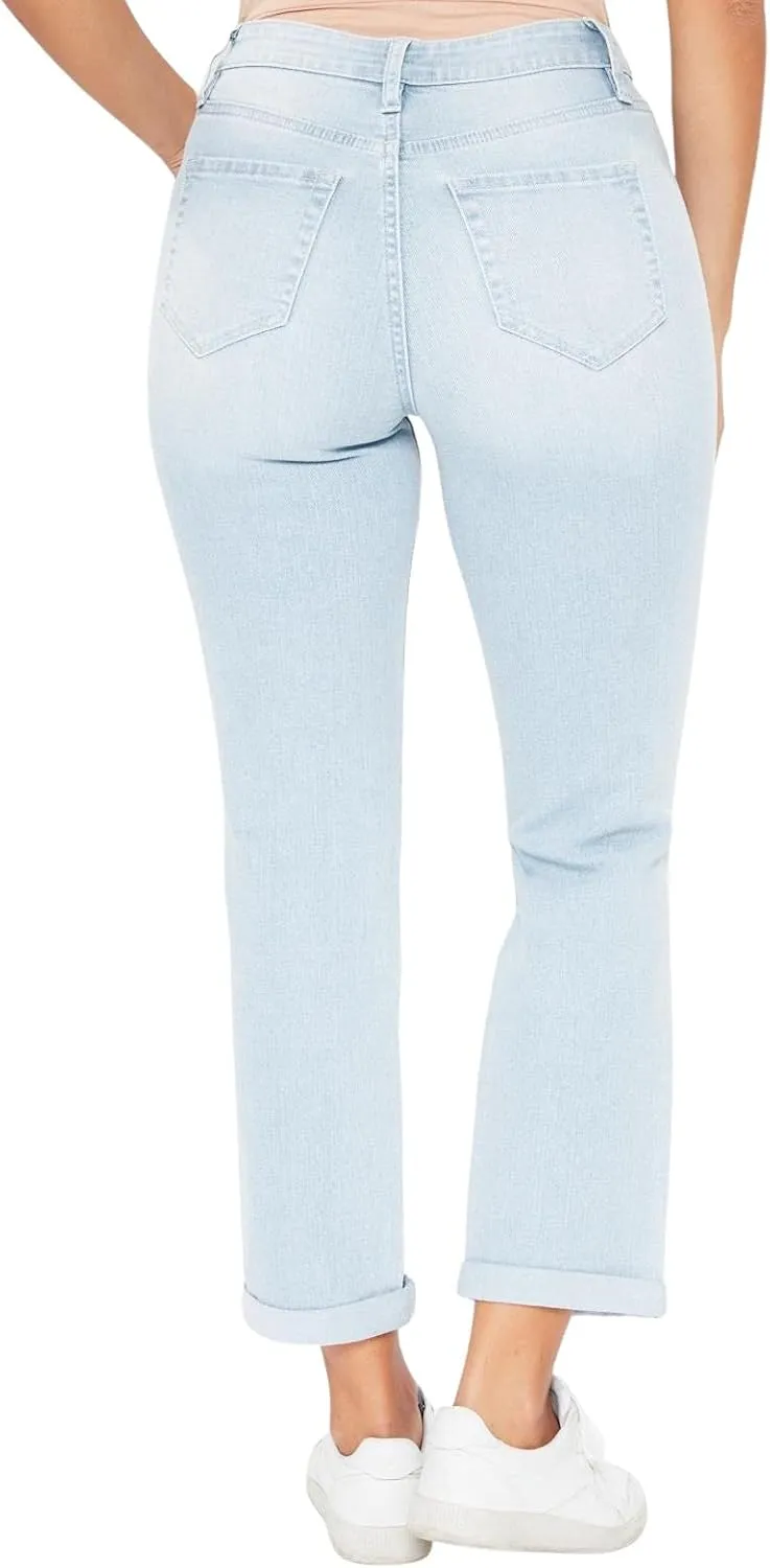 YMI Women's Junior Hybrid Dream High-Rise Mom Fit Ankle Jean