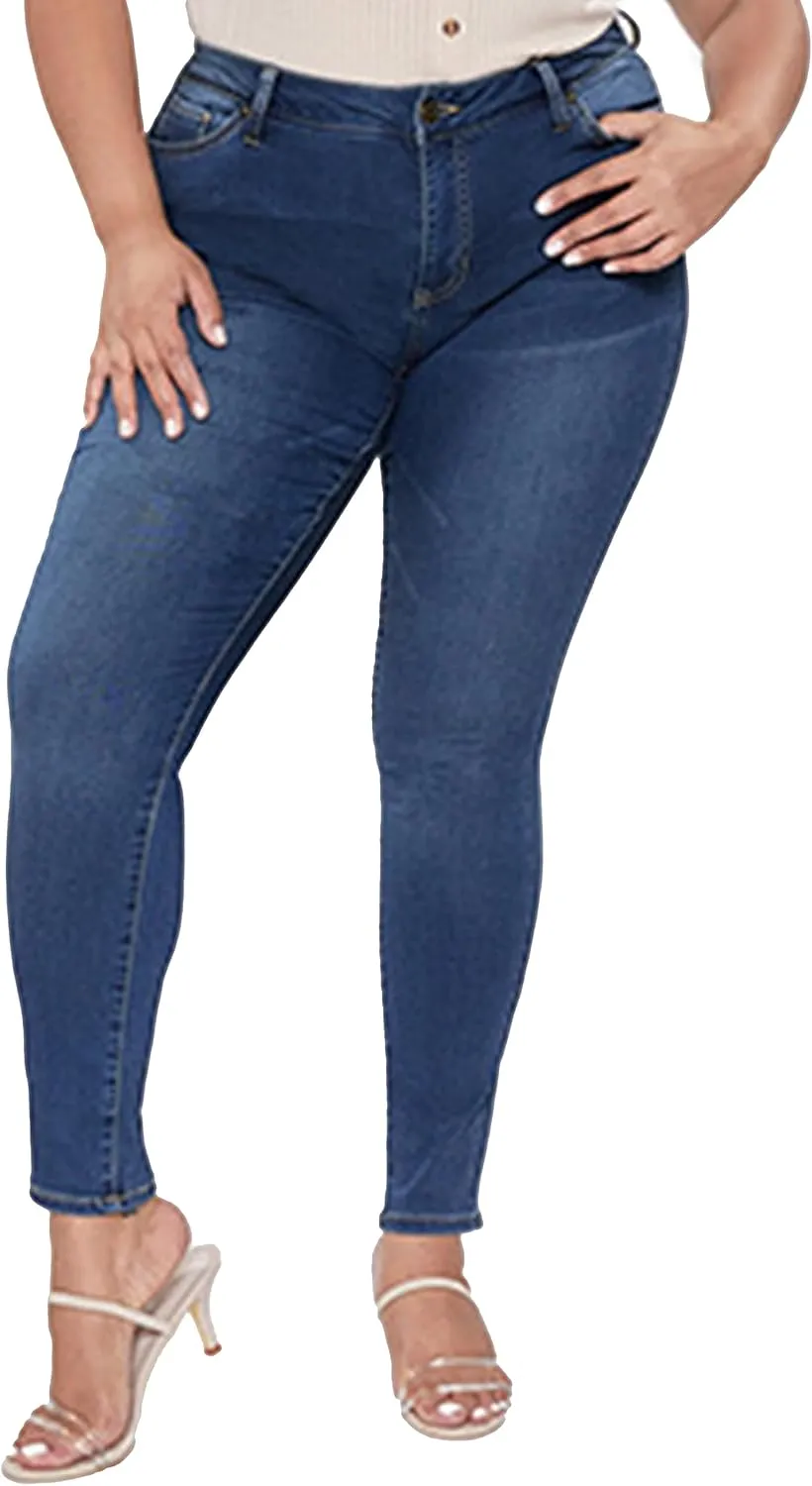 YMI Women's Plus Size Hyperdenim Super Stretchy Skinny Jeans