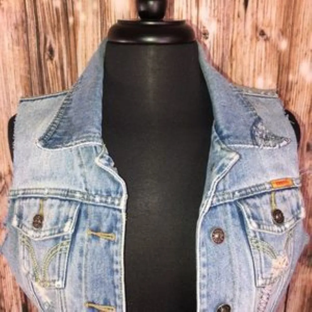 Zana Di Distressed Denim Vest