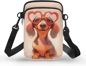 Zip Small Crossbody Bag for Women, Cartoon Cats Puppy Small Crossbody Phone Purse Wallet Bag Shoulder Fanny Pack
