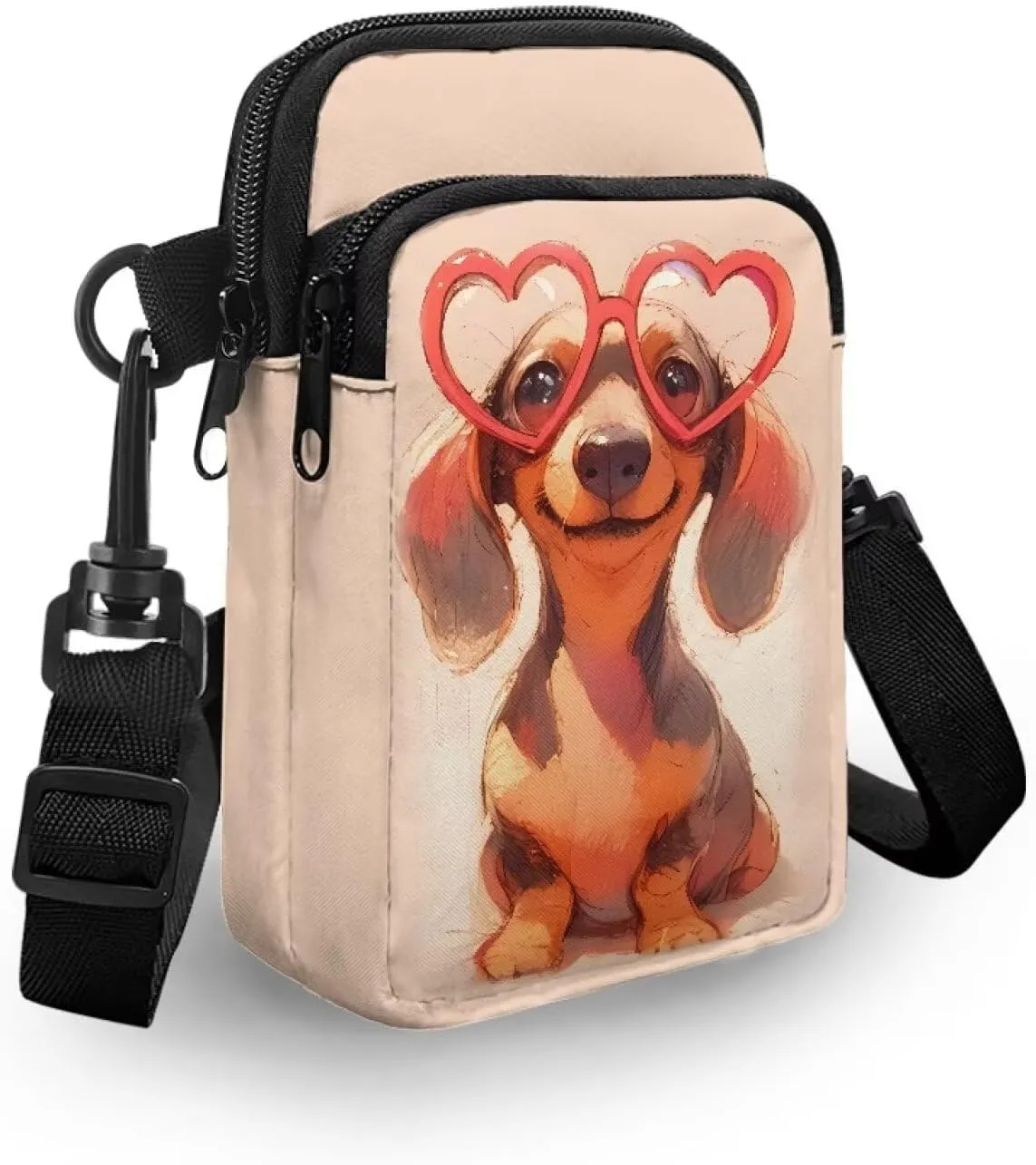 Zip Small Crossbody Bag for Women, Cartoon Cats Puppy Small Crossbody Phone Purse Wallet Bag Shoulder Fanny Pack