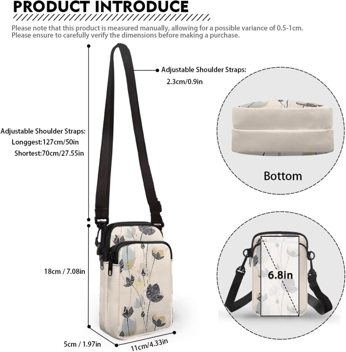 Zip Small Crossbody Bag for Women, Cartoon Cats Puppy Small Crossbody Phone Purse Wallet Bag Shoulder Fanny Pack