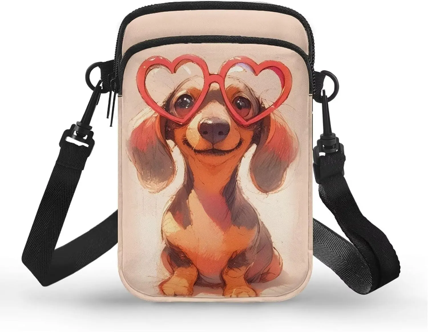 Zip Small Crossbody Bag for Women, Cartoon Cats Puppy Small Crossbody Phone Purse Wallet Bag Shoulder Fanny Pack