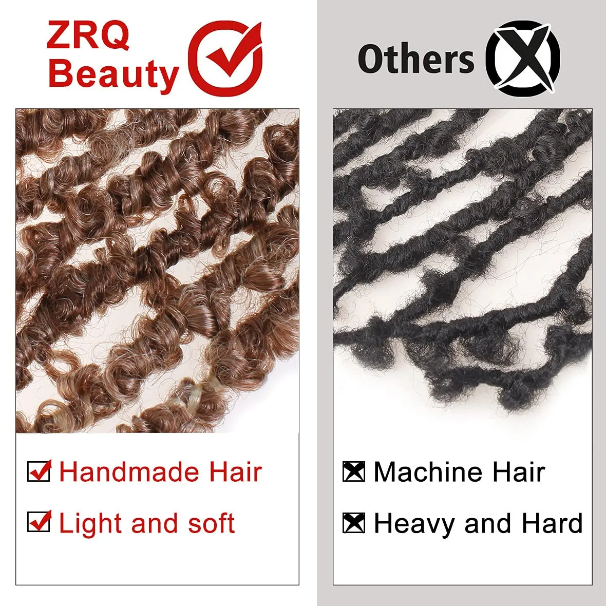 ZRQ 12 Inch Pre-twisted Soft Butterfly Locs Crochet Hair 6 Packs Blonde Short Bob Distressed Butterfly Braids Hair Handmade Pre-looped Messy Distressed Faux Locs Hair for Women 30/613#