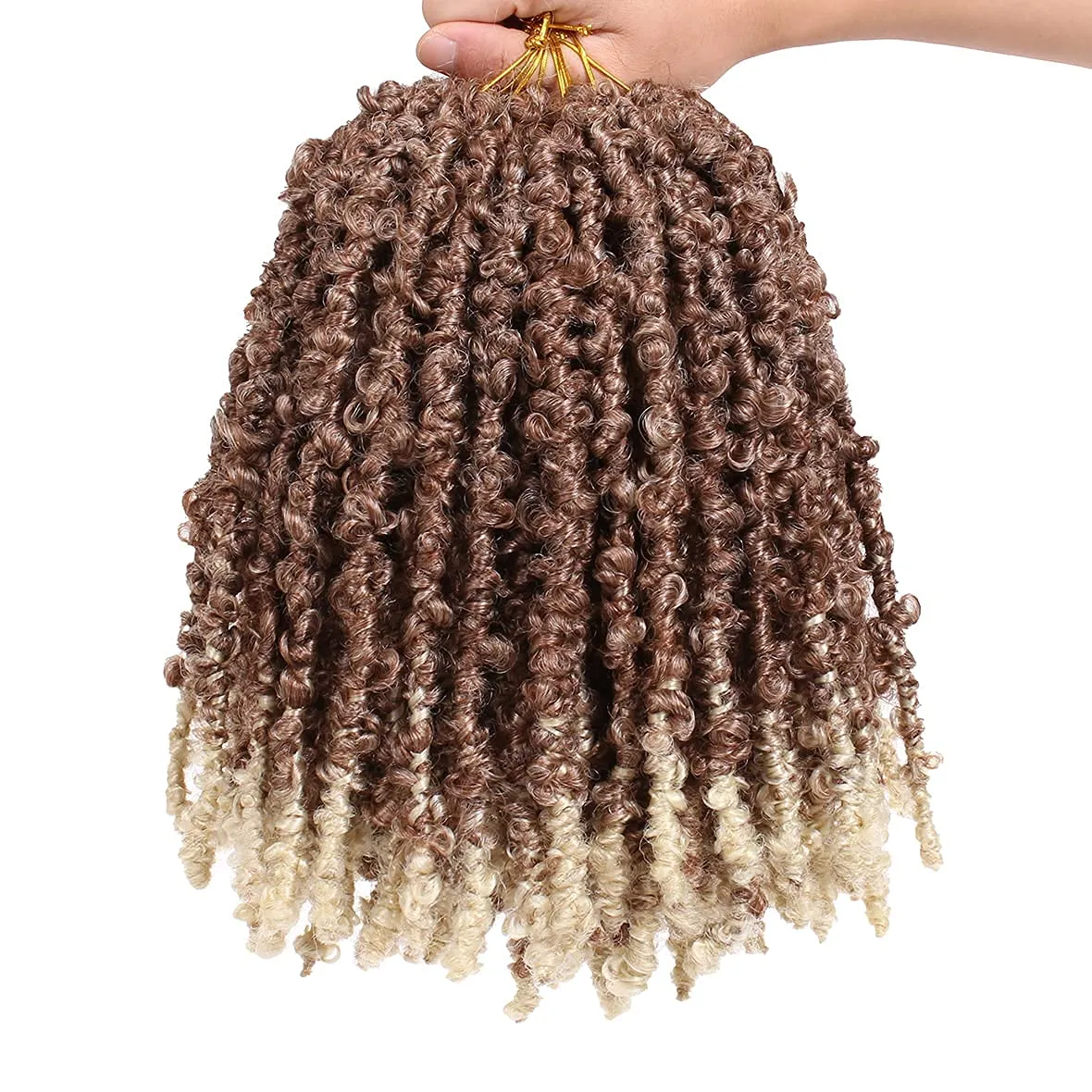 ZRQ 12 Inch Pre-twisted Soft Butterfly Locs Crochet Hair 6 Packs Blonde Short Bob Distressed Butterfly Braids Hair Handmade Pre-looped Messy Distressed Faux Locs Hair for Women 30/613#