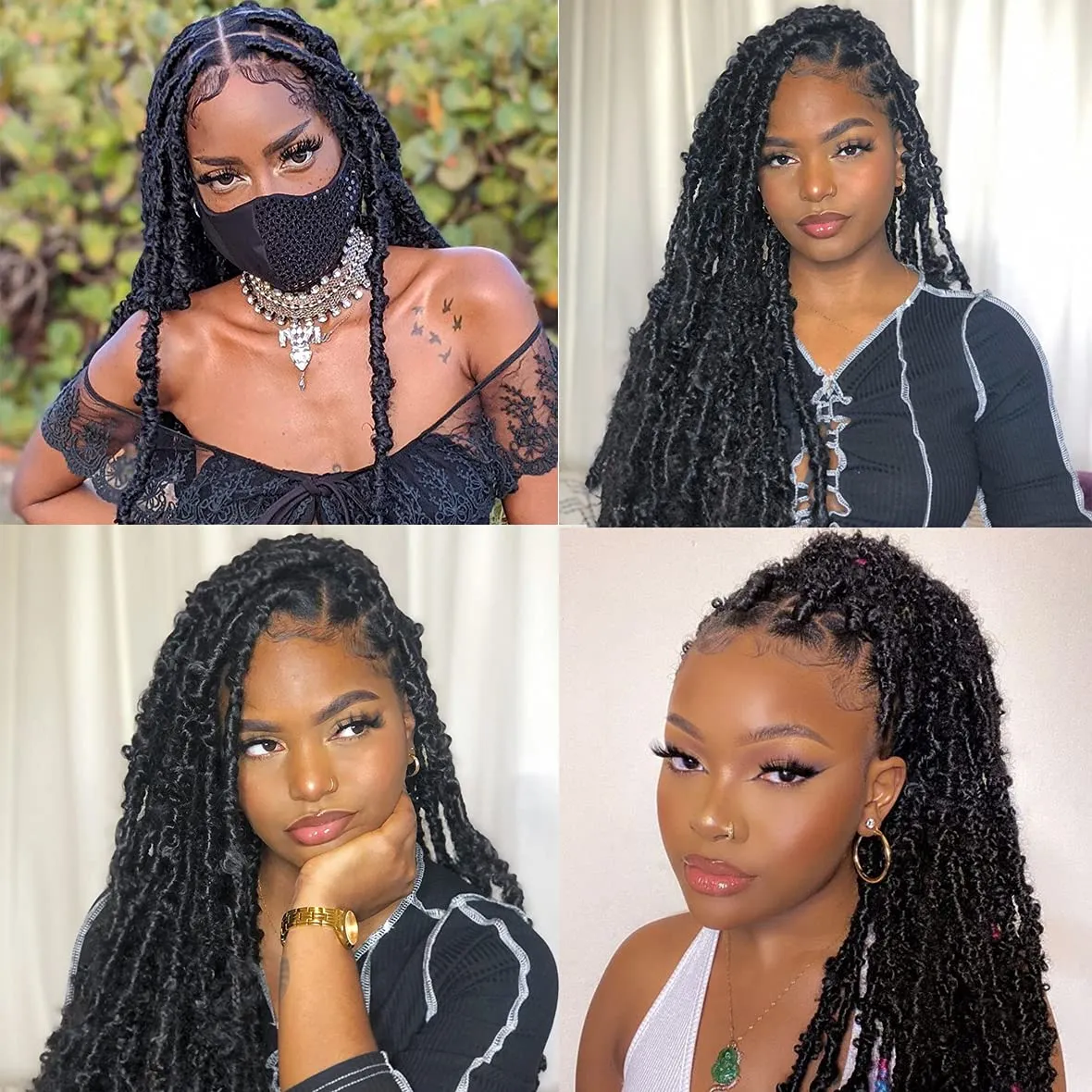 ZRQ 30 Inch Light Weight Butterfly Locs Crochet Hair 6 Packs Long Distressed Butterfly Faux Locs Crochet Hair（30 inch,1B)