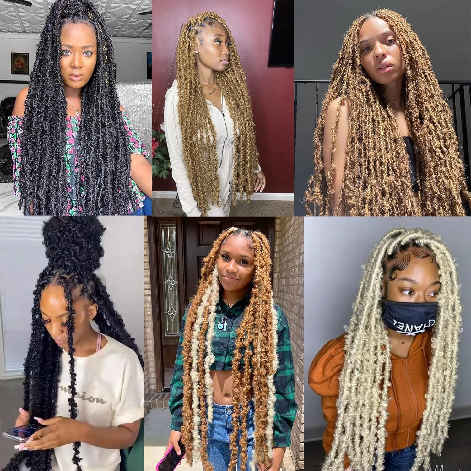 ZRQ Butterfly Locs Crochet Hair 30 Inch 6Packs Blonde Distressed Faux Locs Pre-Looped Long Butterfly Locs Crochet Hair Synthetic Soft Locs Crochet Braids Hair Extension for Women (30 Inch, 613#）